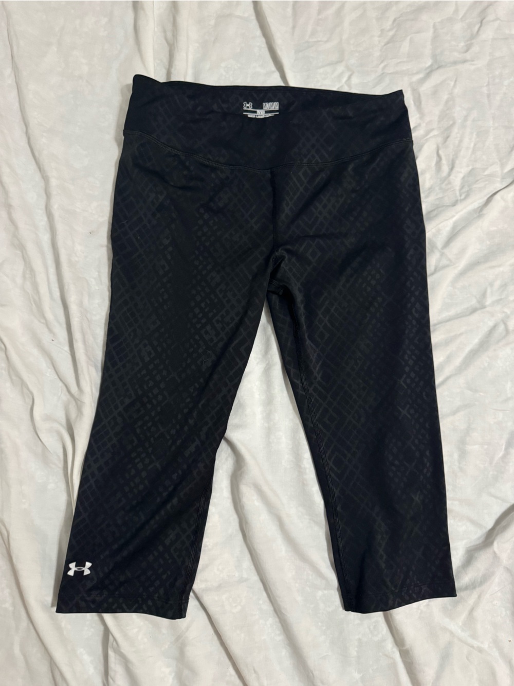 Under Armour Black Capri Leggings with Subtle Diamond Texture